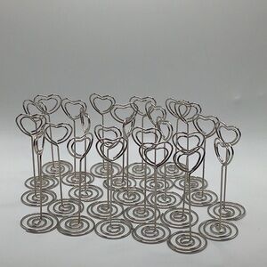 Silver wire heart card placement holder party wedding holiday table placement